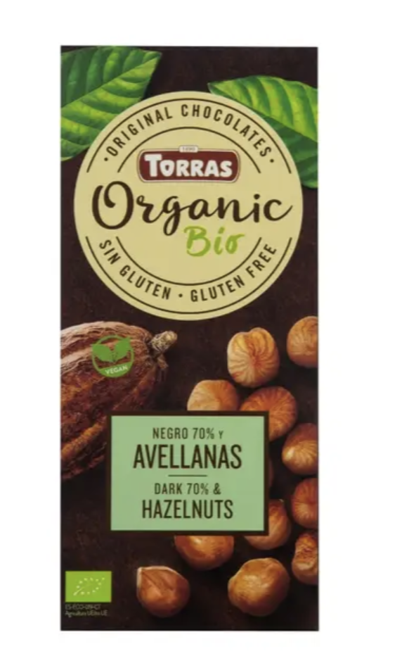 Шоколад чорний 726 Torras Organic з фундуком 100г